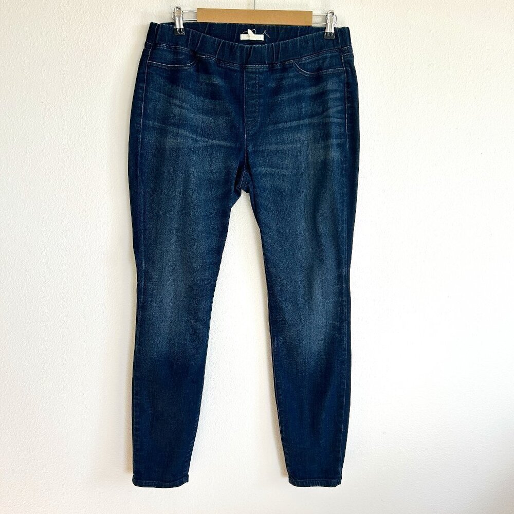 Eileen Fisher Jean Blue Slim Leg Pull On Elastic Waist Denim Stretch
